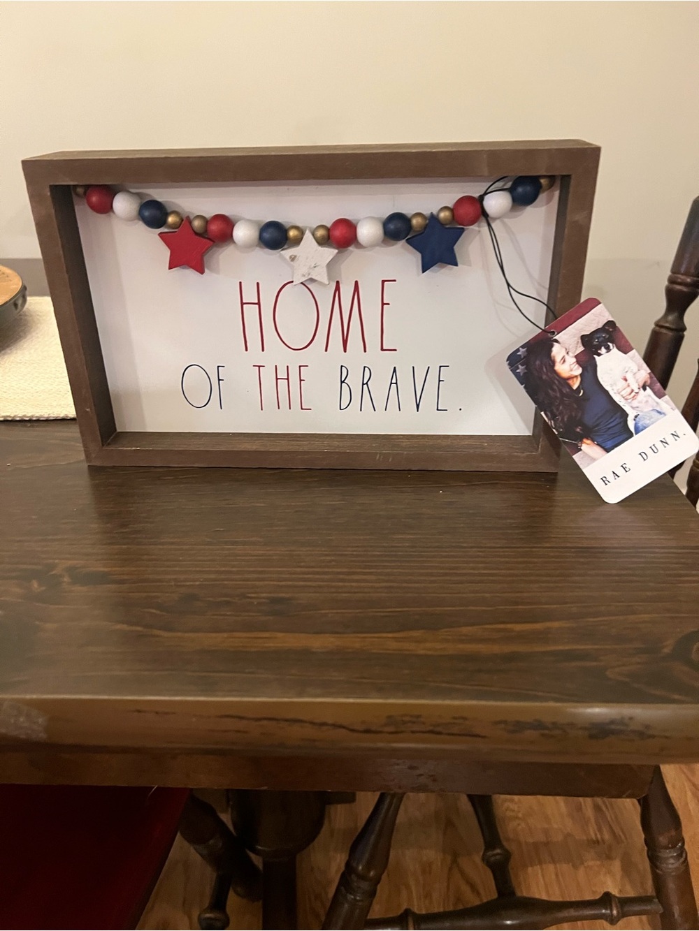 Rae Dunn Framed 'Home of the Brave' Sign - Red, White, Blue & Gold
